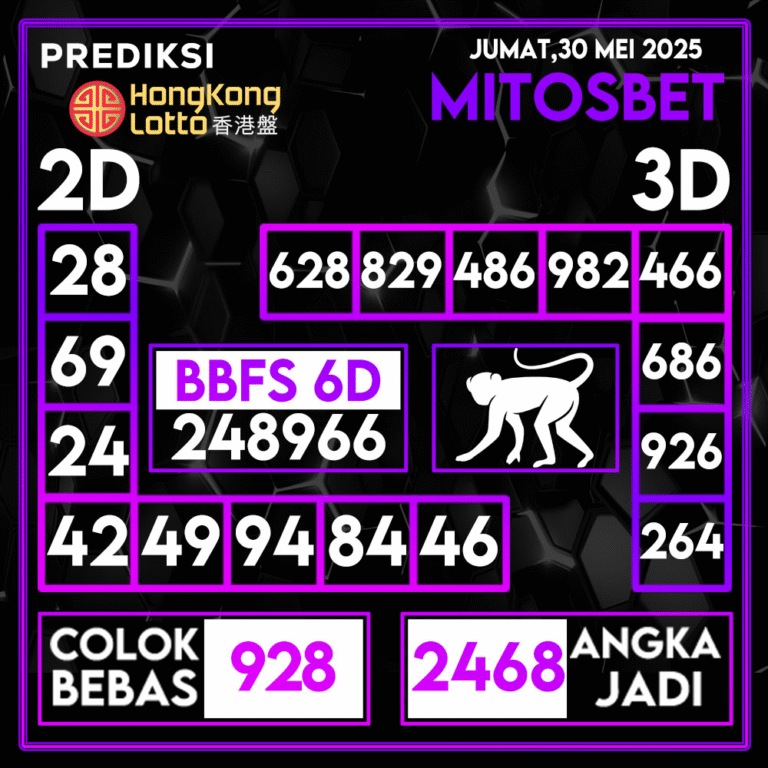 Prediksi Hongkong 30 Mei 2025 Mitosbet: Angka Jitu Hari Ini