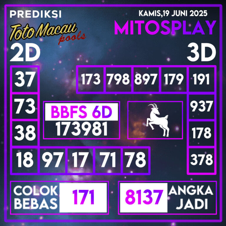 Prediksi Toto Macau Kamis, 19 Juni 2025 – Angka Main & Bocoran Terpercaya